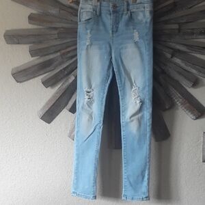 Distressed Light Blue Girls Jeans